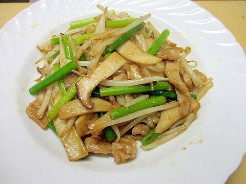 大蒜の芽・エリンギ・豚肉のオイスターソース炒め